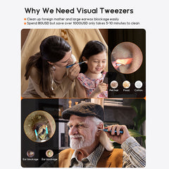 Dispozitiv Curatare Urechi, POKKOSCOPE™, WiFi, Camera HD, Control Inteligent Temperatura, Afisaj LED, 8x Accesorii incluse