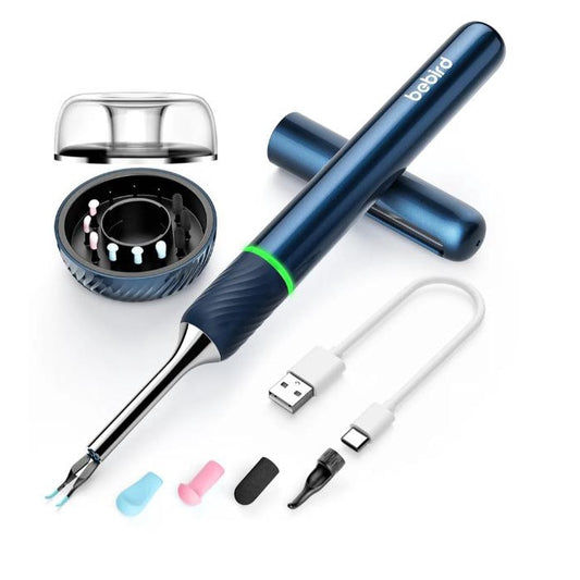 Dispozitiv Curatare Urechi, POKKOSCOPE™, WiFi, Camera HD, Control Inteligent Temperatura, Afisaj LED, 8x Accesorii incluse