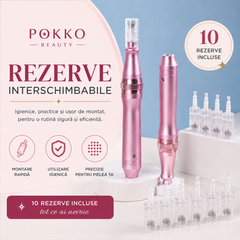 Aparat masaj facial, Dermapen Wireless POKKO BEAUTY dr.PEN M7, Microneedling Profesional, cu 10 rezerve incluse, Rejuvenare Piele & Anti-Aging