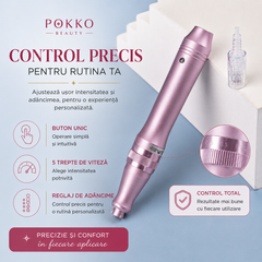 Aparat masaj facial, Dermapen Wireless POKKO BEAUTY dr.PEN M7, Microneedling Profesional, cu 10 rezerve incluse, Rejuvenare Piele & Anti-Aging