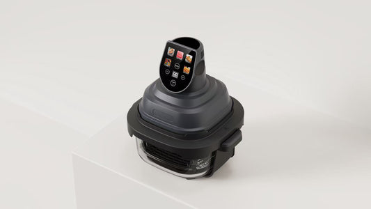 Air Fryer, friteuza cu aer cald POKKO GLASSFRY cu vas din sticla, usor de curatat, 2 vase incluse, 1500W, gatire vizibila