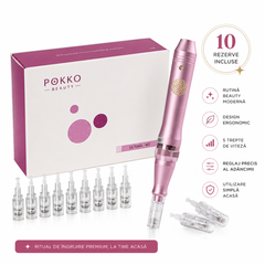 Aparat masaj facial, Dermapen Wireless POKKO BEAUTY dr.PEN M7, Microneedling Profesional, cu 10 rezerve incluse, Rejuvenare Piele & Anti-Aging