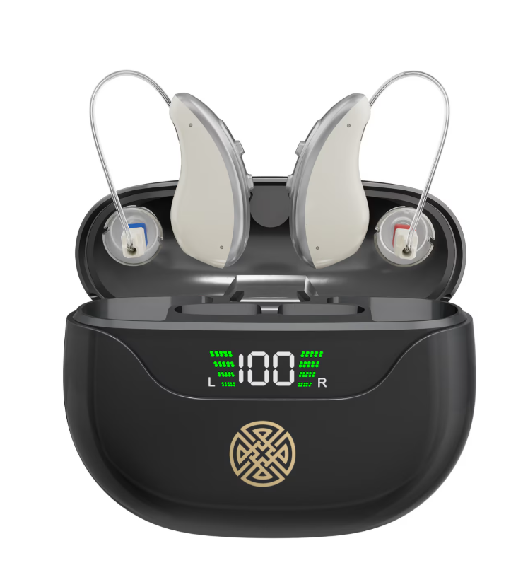 Set aparat auditiv POKKO PRO™, digital, reincarcabil USB, amplificare 130 dB, reducere zgomot, pentru adulti si varstnici, certificat CE