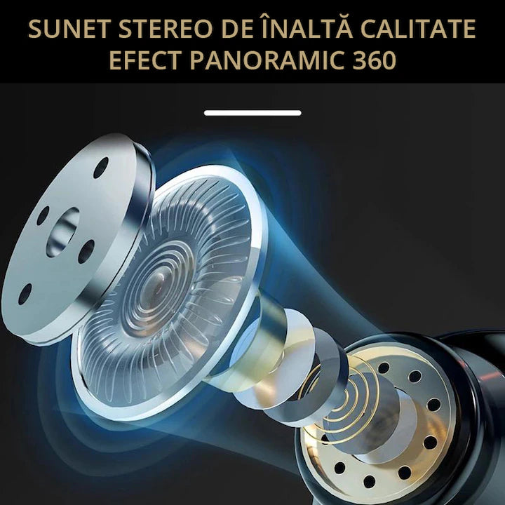 Casti wireless bluetooth POKKOBUDS®, gaming, fitness, 5.0, rezistente la apa IPX5, noise cancellation