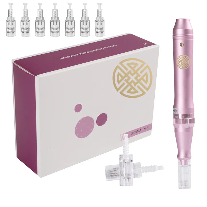 Aparat masaj facial, Dermapen Wireless POKKO BEAUTY dr.PEN M7, Microneedling Profesional, cu 10 rezerve incluse, Rejuvenare Piele & Anti-Aging