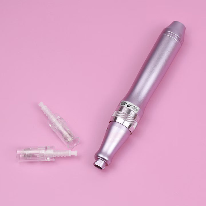 Aparat masaj facial, Dermapen Wireless POKKO BEAUTY dr.PEN M7, Microneedling Profesional, cu 10 rezerve incluse, Rejuvenare Piele & Anti-Aging