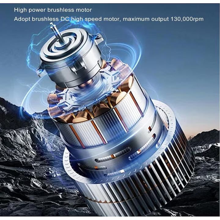 Suflanta aer portabila, POKKO BLOWER, indicator baterie, turbo fan, 140000 RPM, 4 trepte de putere, baterie 2500mAh, USB-C, alb