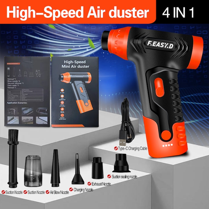 Suflanta aer portabila, POKKO BLOWER, indicator baterie, turbo fan, 140000 RPM, 4 trepte de putere, baterie 2500mAh, USB-C, alb