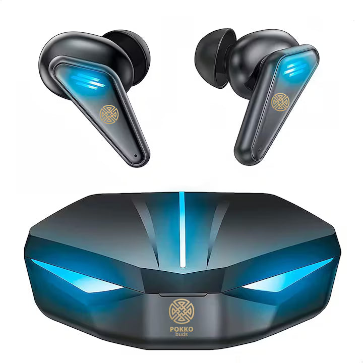 Casti wireless bluetooth POKKOBUDS®, gaming, fitness, 5.0, rezistente la apa IPX5, noise cancellation