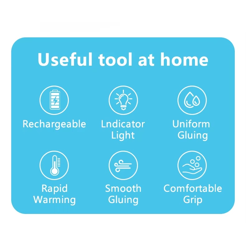 Pistol de Lipit POKKO GLUEGUN™, Wireless si Portabil, Silicon la Cald, , Baterie Li-Ion, Incarcare USB-C, Ideal pentru Hobby, Reparatii si Bricolaj, 10x Bete Silicon incluse