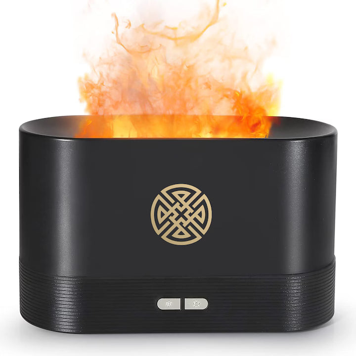 Umidificator de camera POKKO HUMID2, efect de flacara, difuzor ultrasonic aromaterapie, 190ml, alb