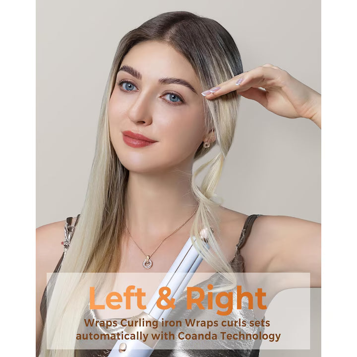 Uscator de par profesional POKKO AIRGLOW 7 in 1, feon CURLY, 2 ondulatoare, perie indreptare, difuzor, concentrator, 110000rpm, alb-auriu