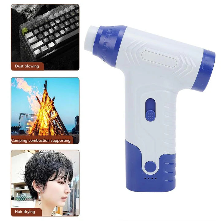 Suflanta aer portabila, POKKO BLOWER, indicator baterie, turbo fan, 140000 RPM, 4 trepte de putere, baterie 2500mAh, USB-C, alb