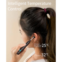 Aparat curatare urechi, Otoscop, POKKOSCOPE™, Camera 3MP, control inteligent temperatura, kit 12 accesorii, LED, negru