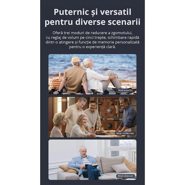 Set aparat auditiv POKKO PRO™, digital, reincarcabil USB, amplificare 130 dB, reducere zgomot, pentru adulti si varstnici, certificat CE